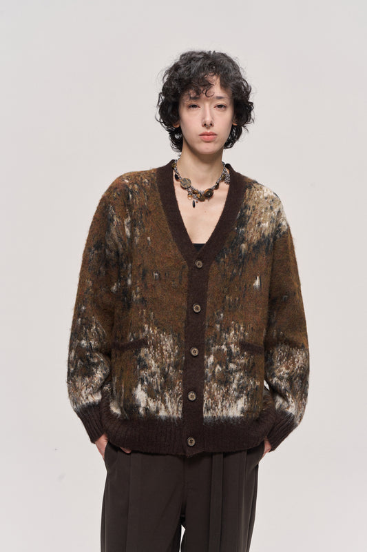 Gradient Wool Blend Cardigan