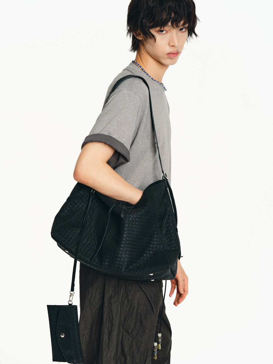 Matte-embossed shoulder bag