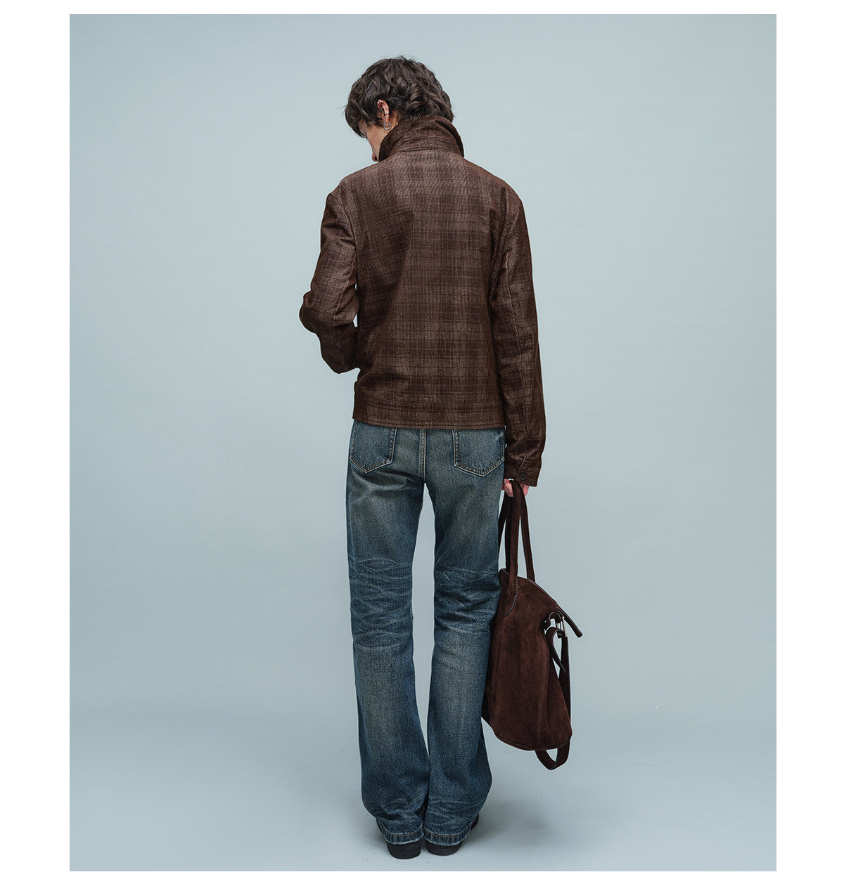 Checkered Corduroy Harrington Jacket
