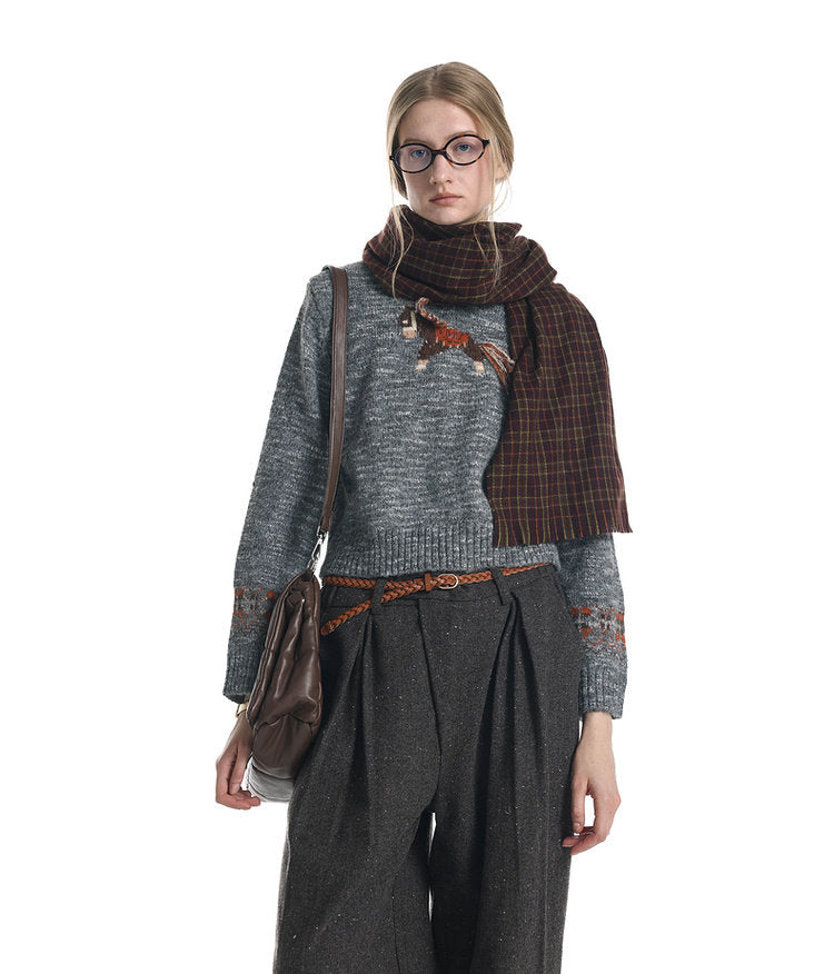 Unisex Tassel Jacquard Pony Sweater