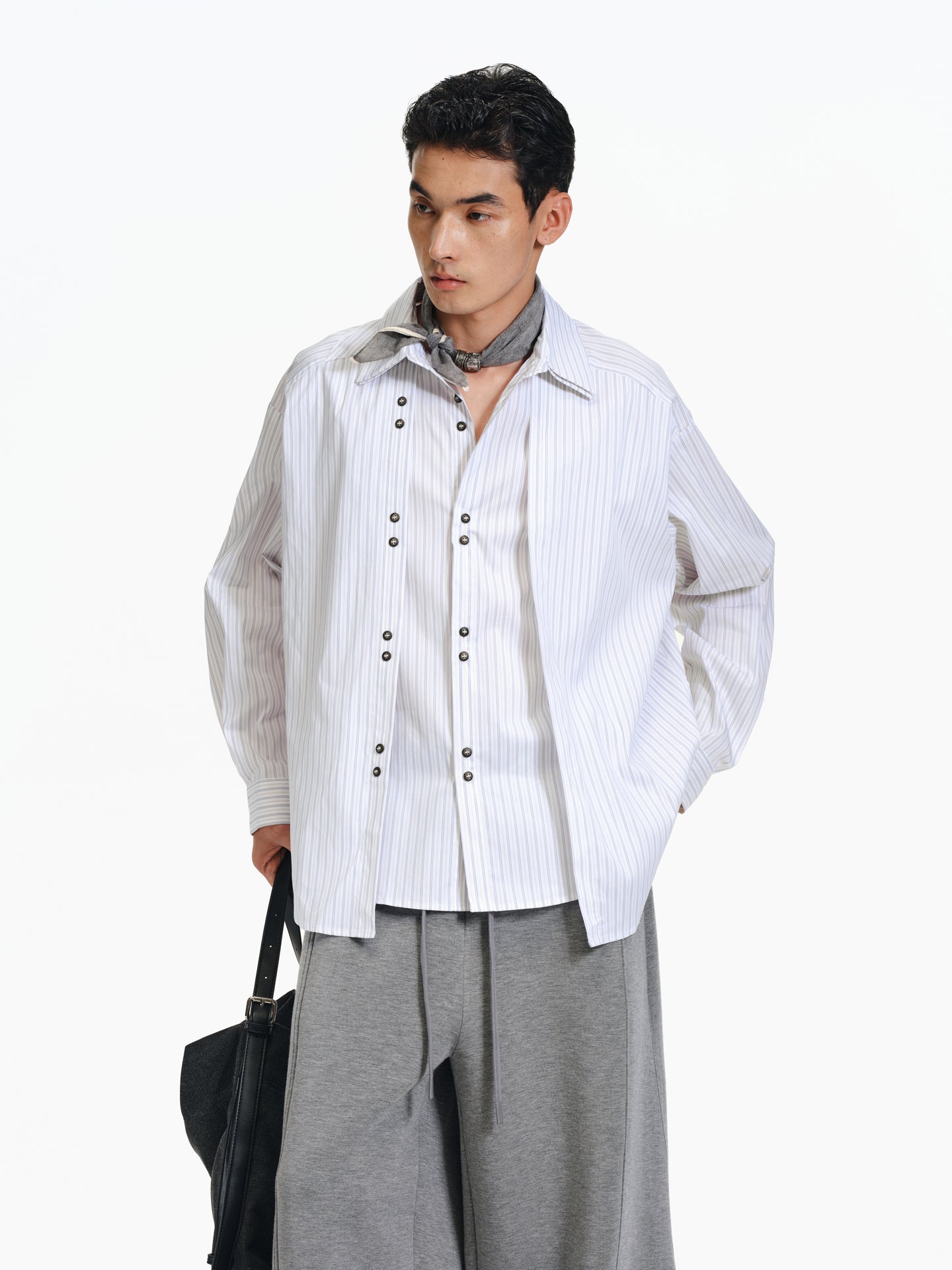 Double-breasted striped shirt