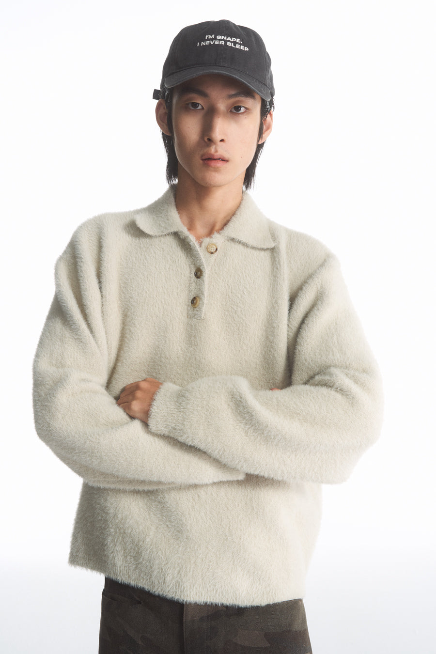 Imitation mink polo neck sweater