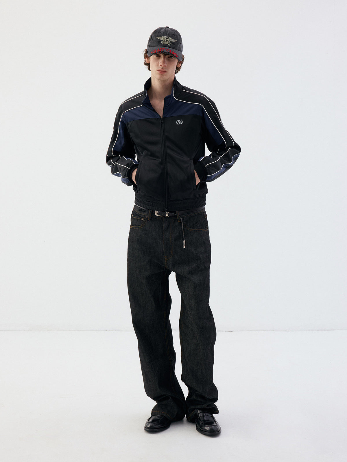Jacket with a stand-up collar and a zipper