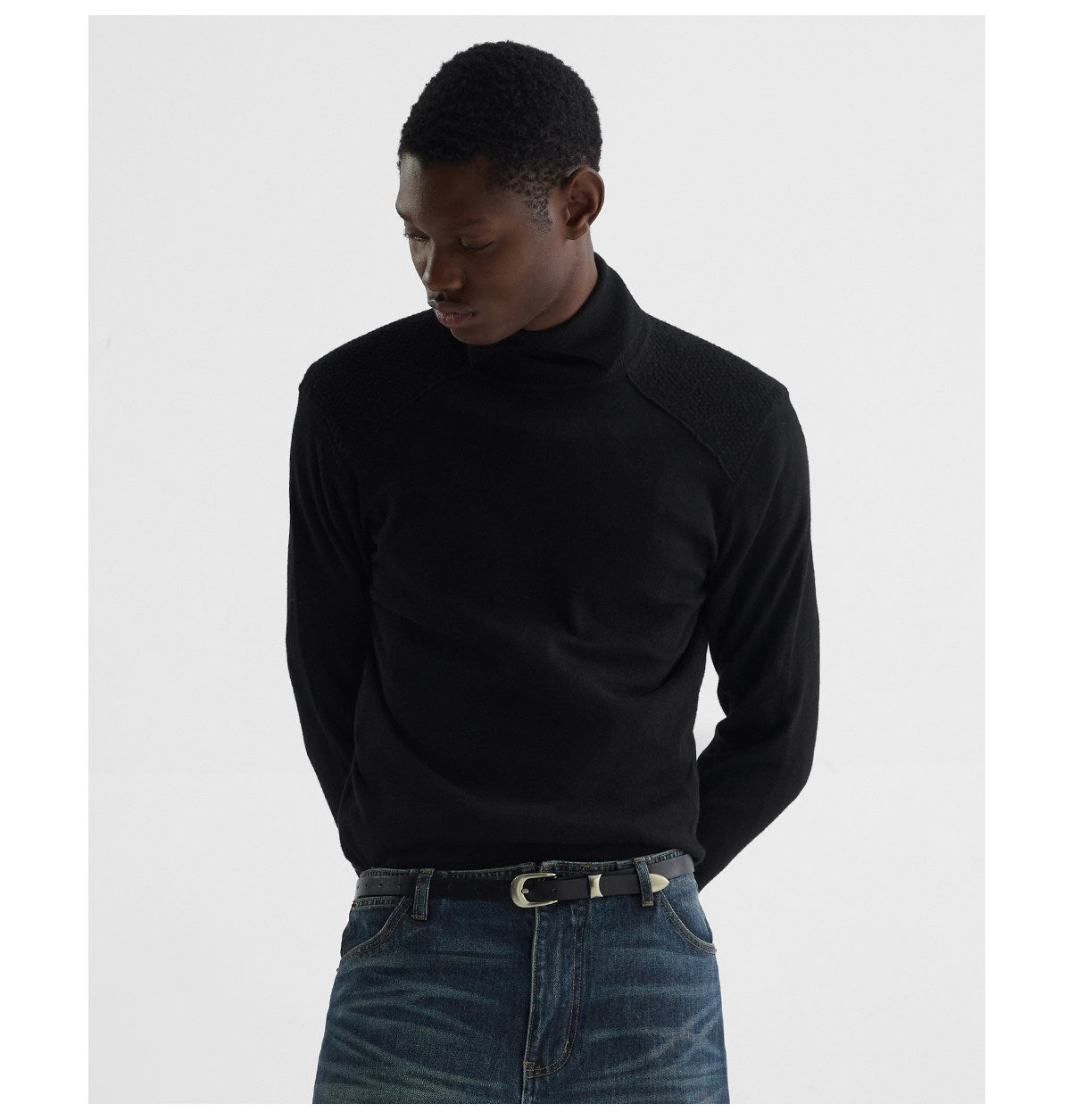 W-Neck Fit Mid-Rise Turtleneck Sweater