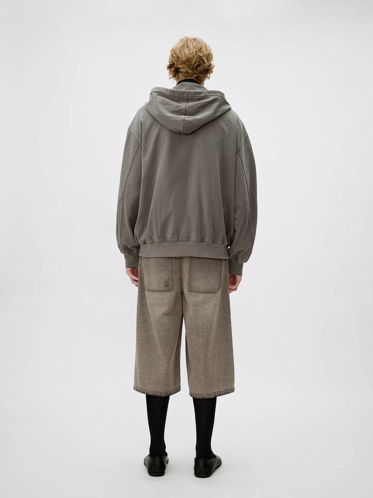 Wash-Damaged Zipper Sweatshirt