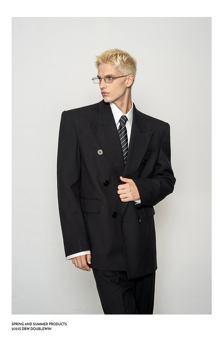 High-Quality Wool Blend Black Suit