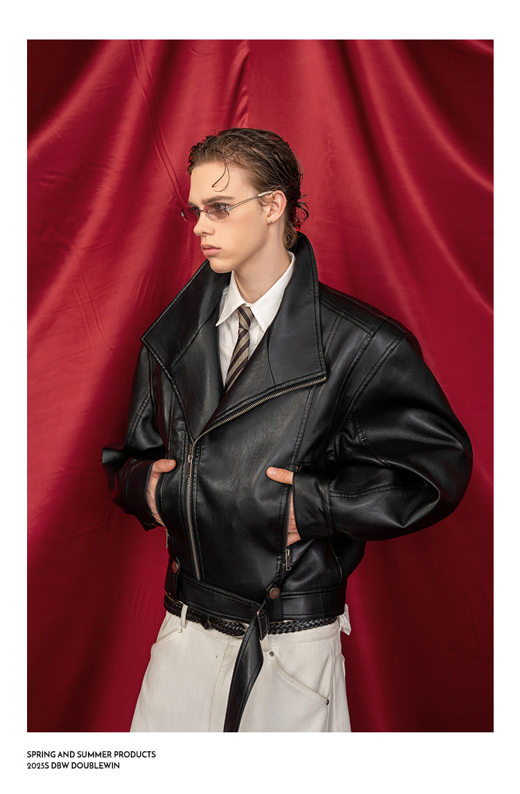 Shoulder-Waist Leather Jacket