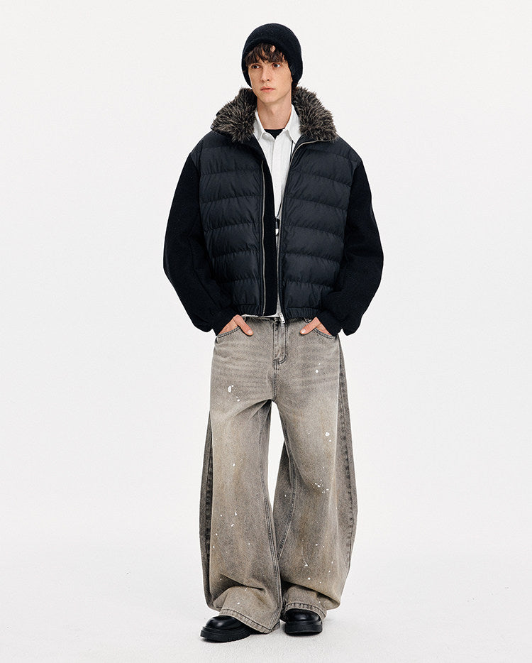 Luxury Stand Collar Patchwork Down Jacket