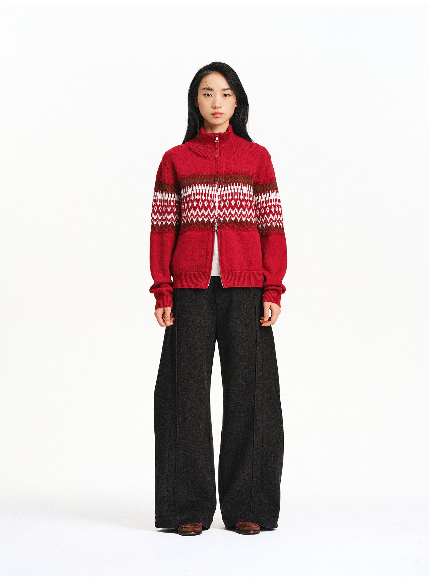 Turtleneck Zip-Up Cardigan