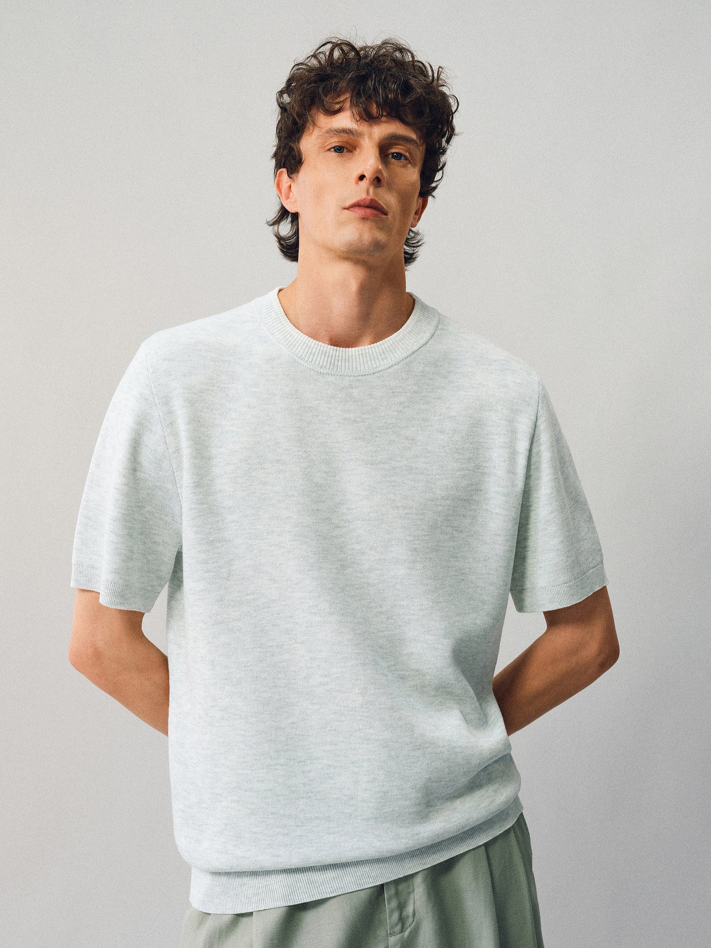 Knit shirt with contrasting trim
