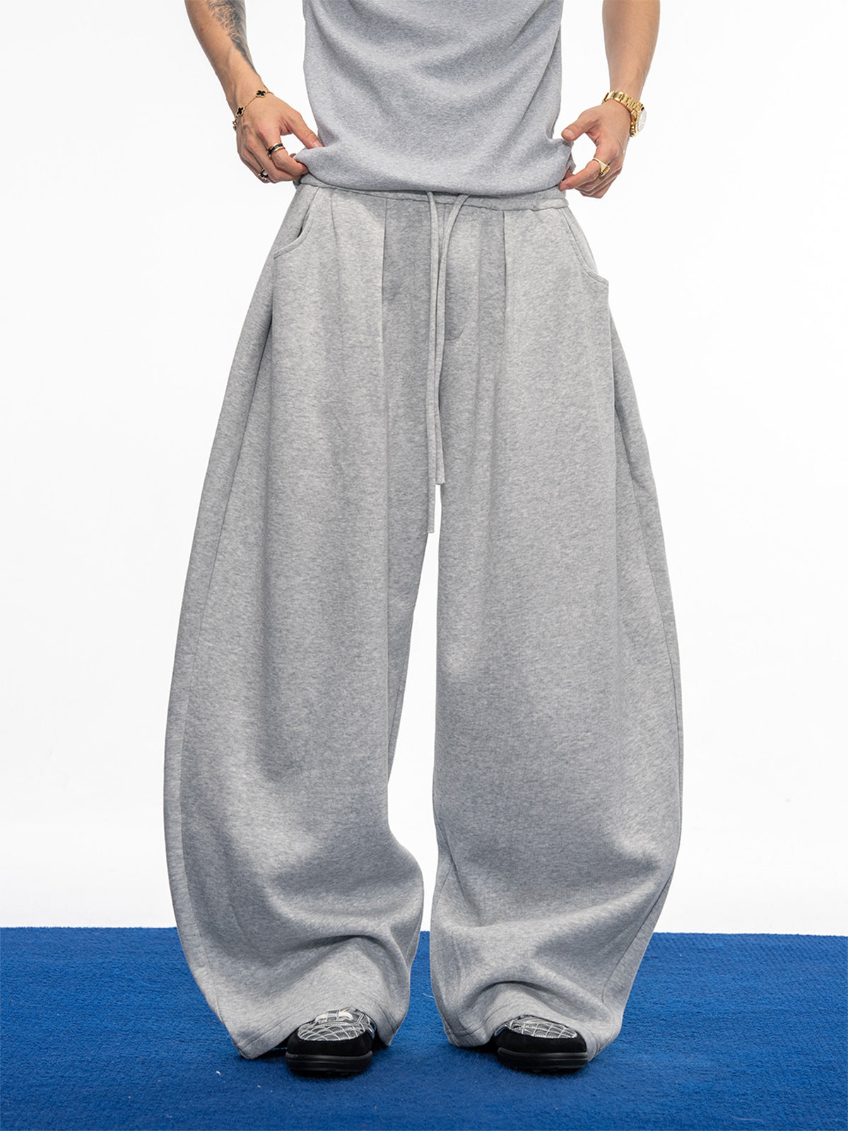 Casual Wide-Leg Sweatpants with Drawstring