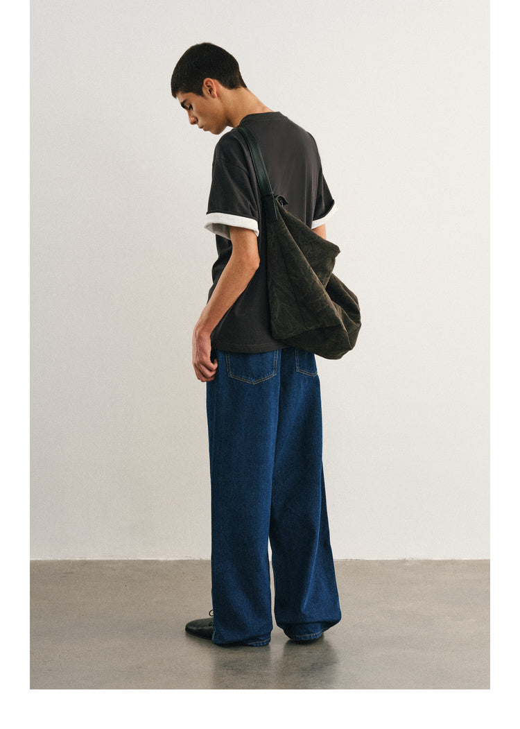 Double layer T-shirt with folded sleeves