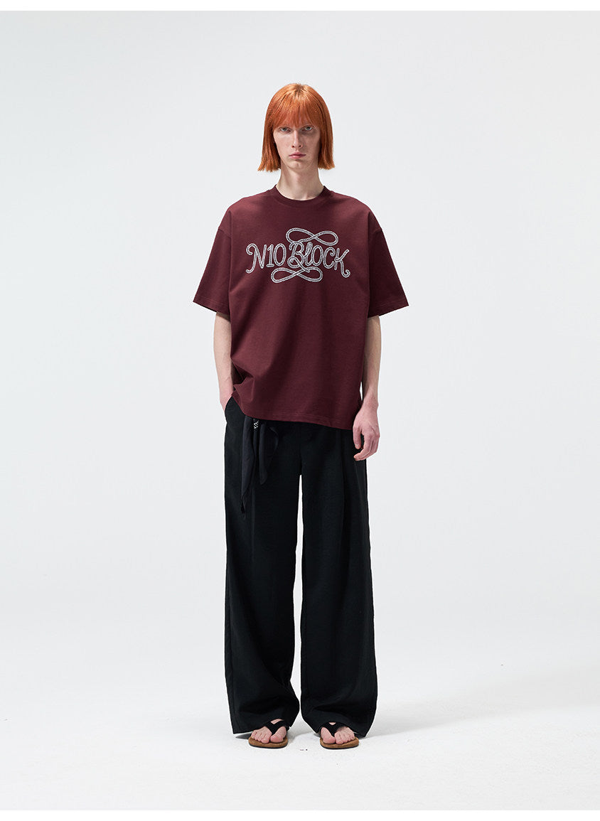 Water-Based Paste Print Crew Neck T-Shirt