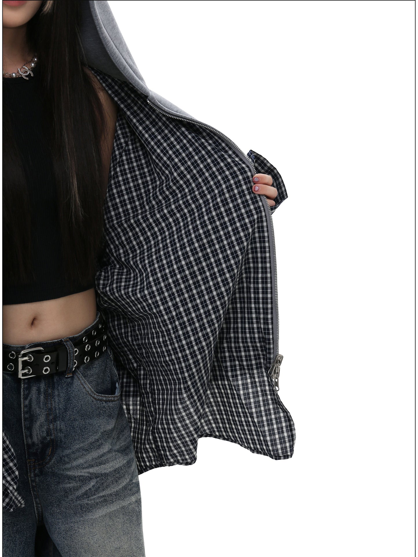 Faux Two-Piece Hooded Sweatshirt