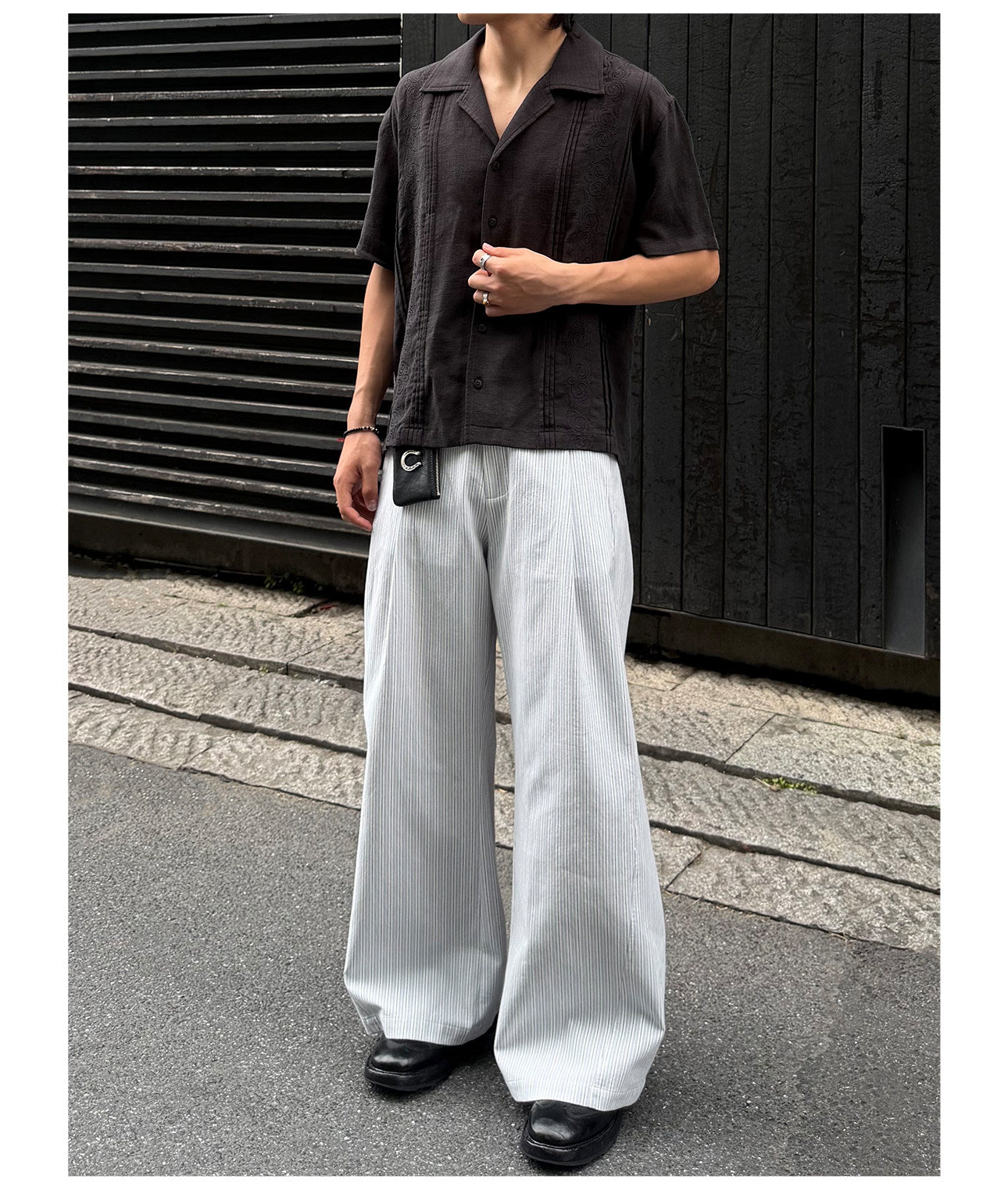 Casual Pants with 3D Color-Block Stripes