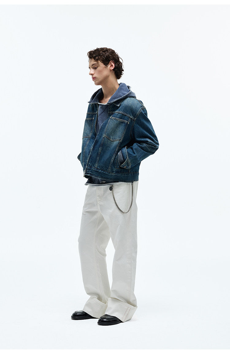 Zip-Up Short Denim Jacket