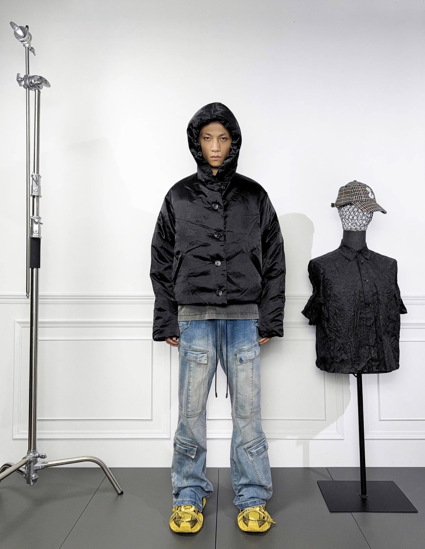 High collar hooded down jacket