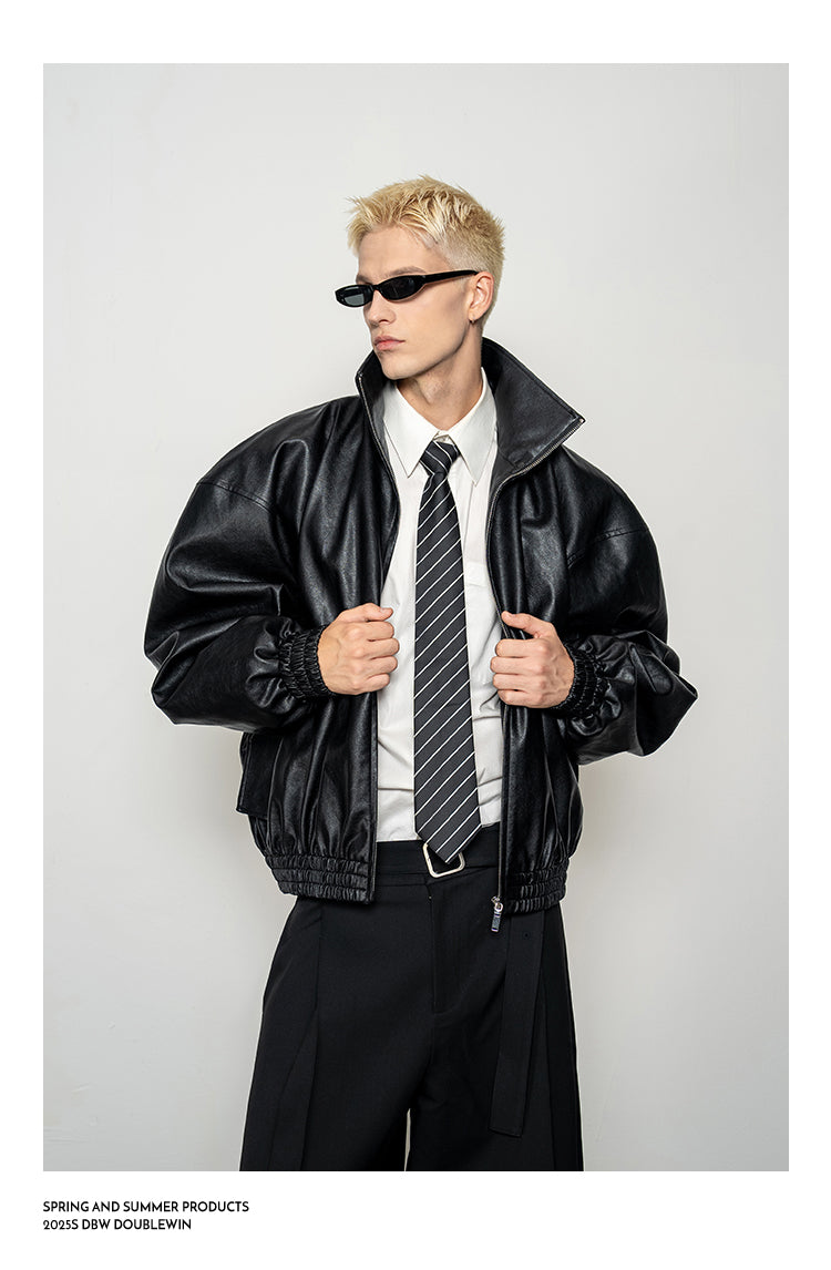 Draping Leather Jacket