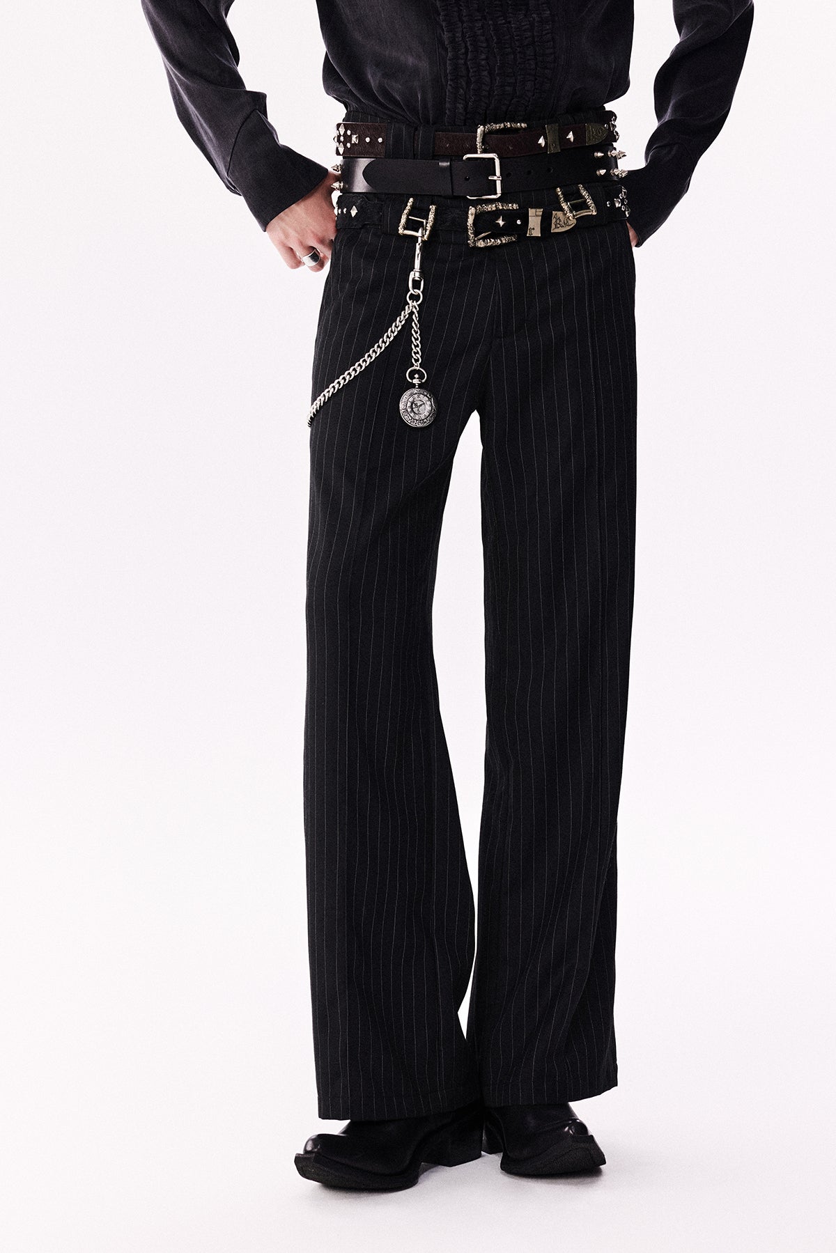 Metal Stripe Straight Casual Pants