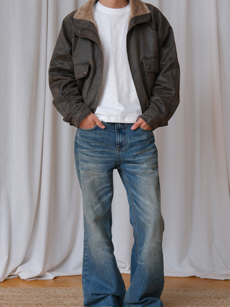 Retro-washed bomber jacket