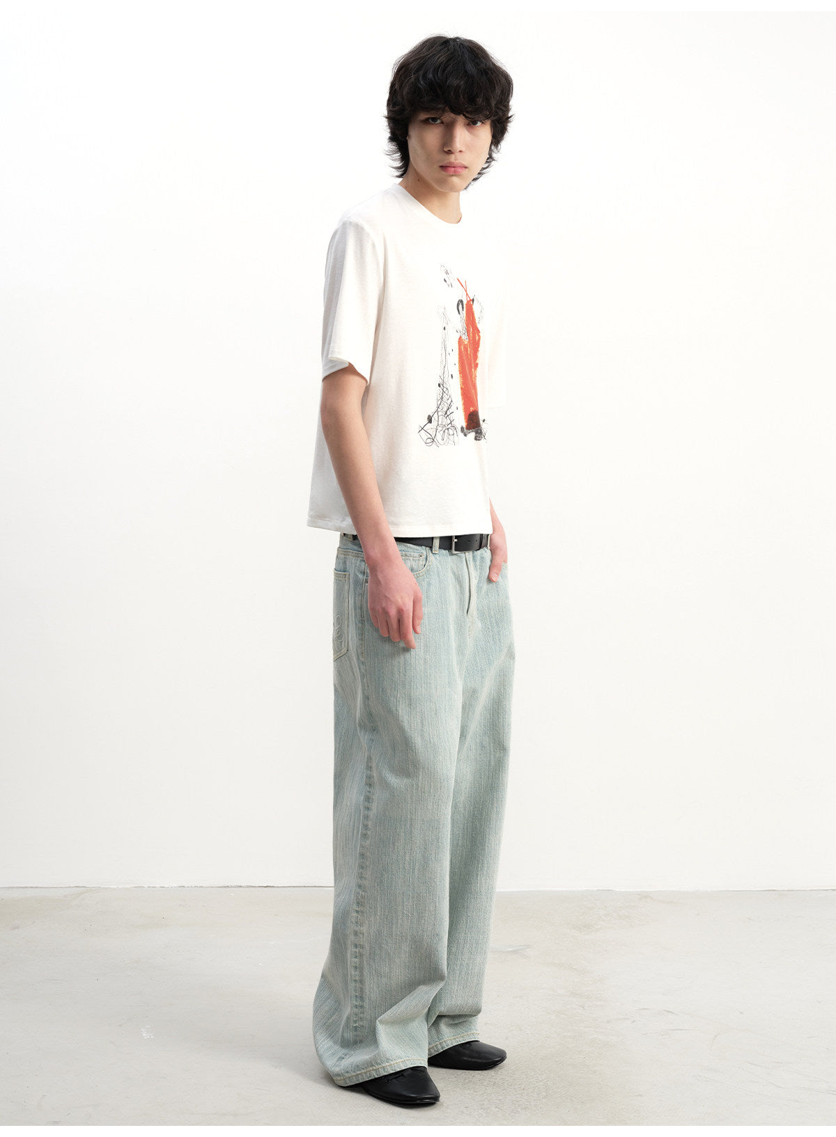 Bamboo-Print Denim Pants