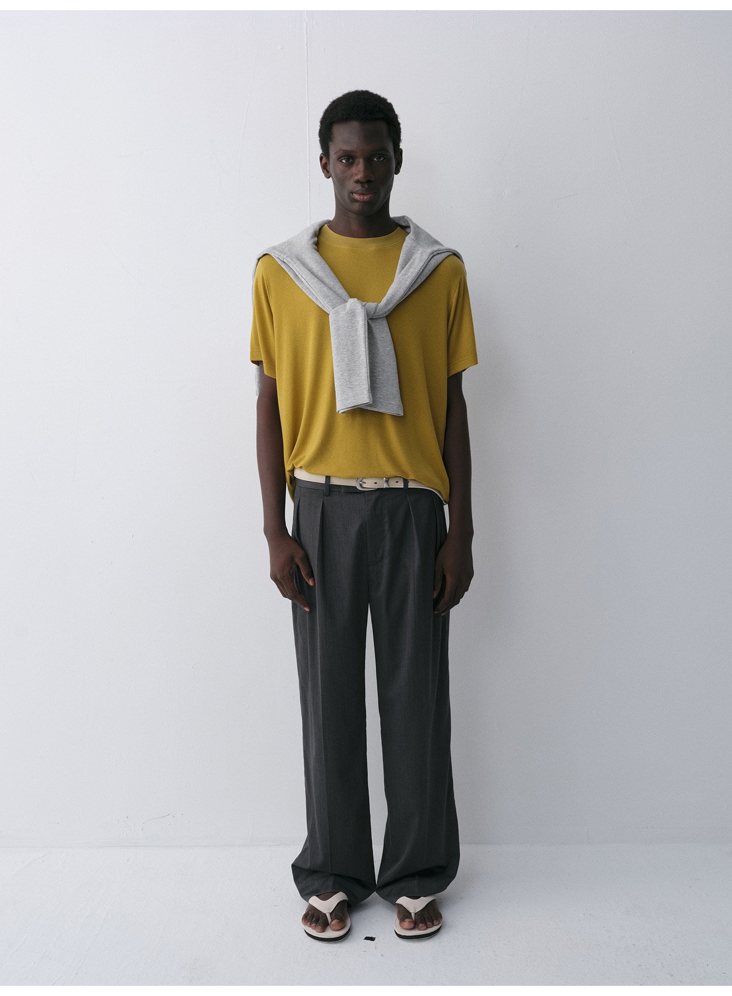 Tencel & Wool Blend Crew Neck T-Shirt