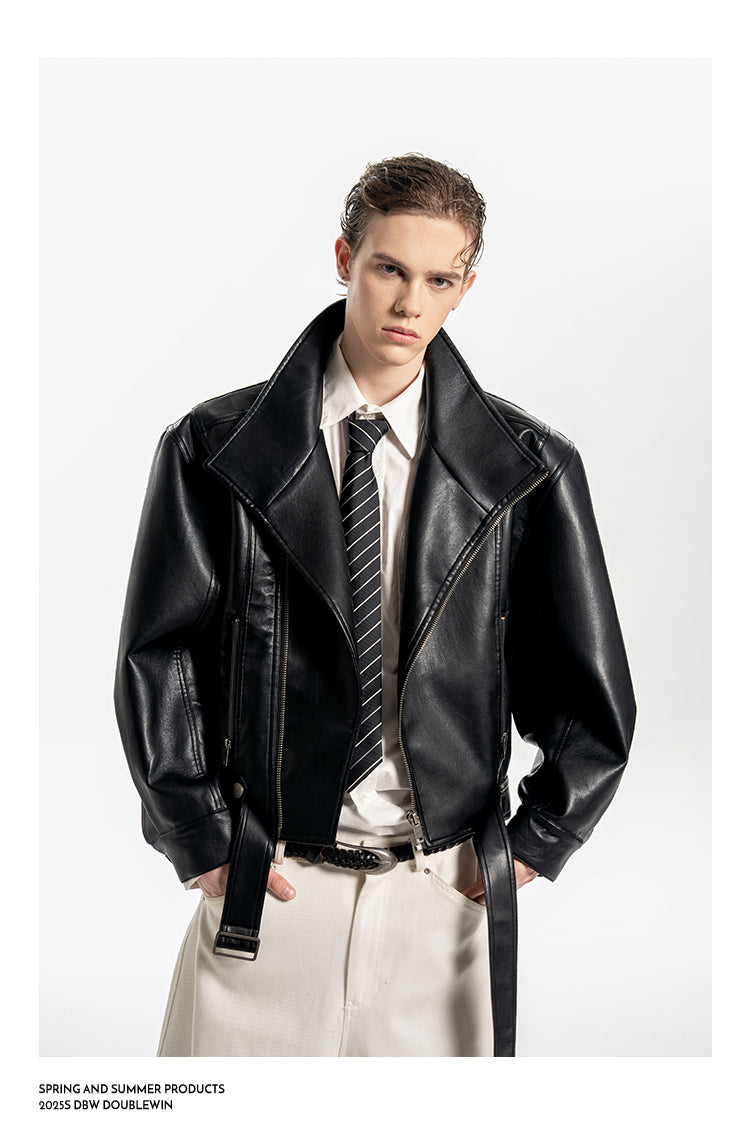 Shoulder-Waist Leather Jacket