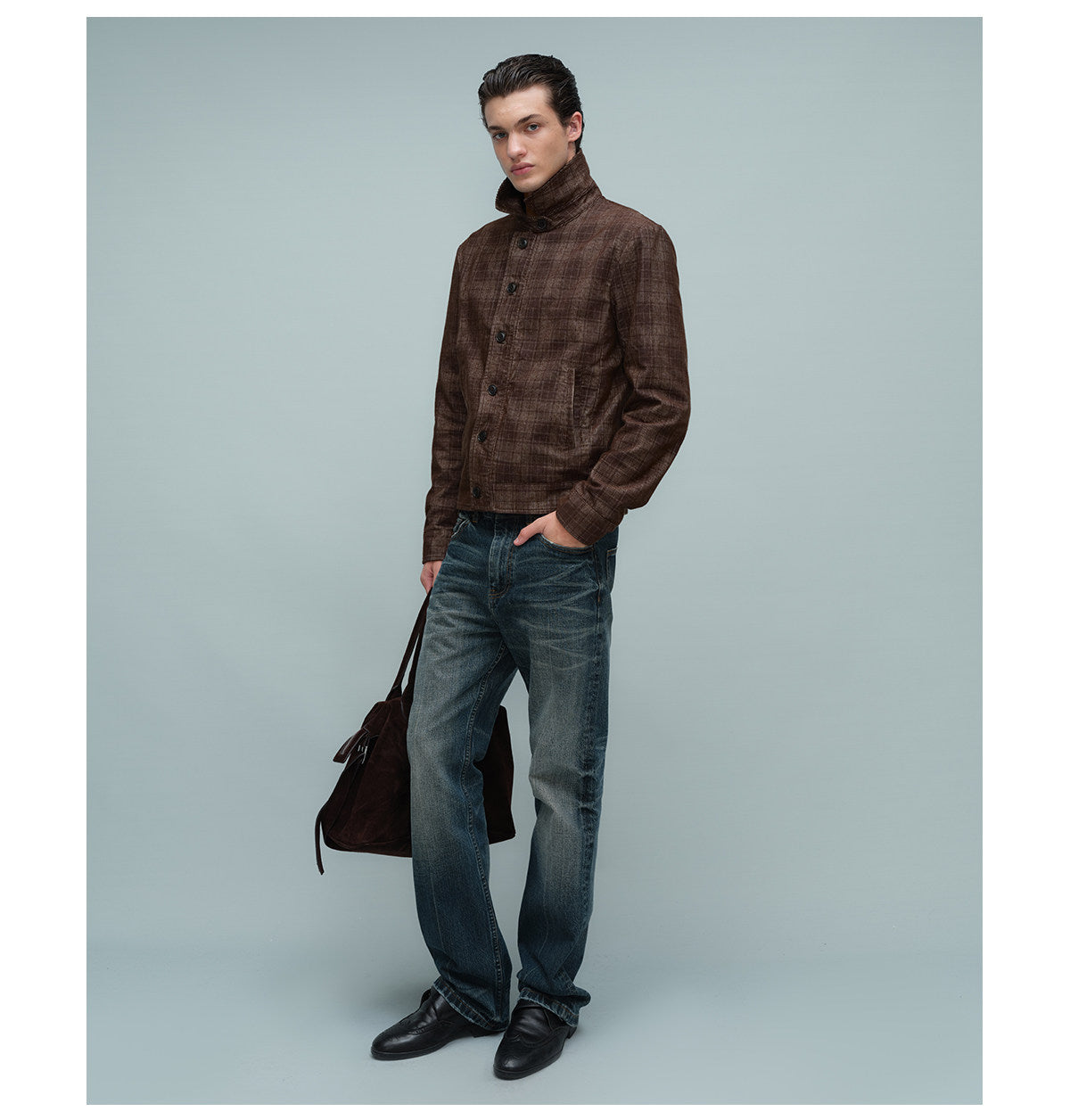 Checkered Corduroy Harrington Jacket