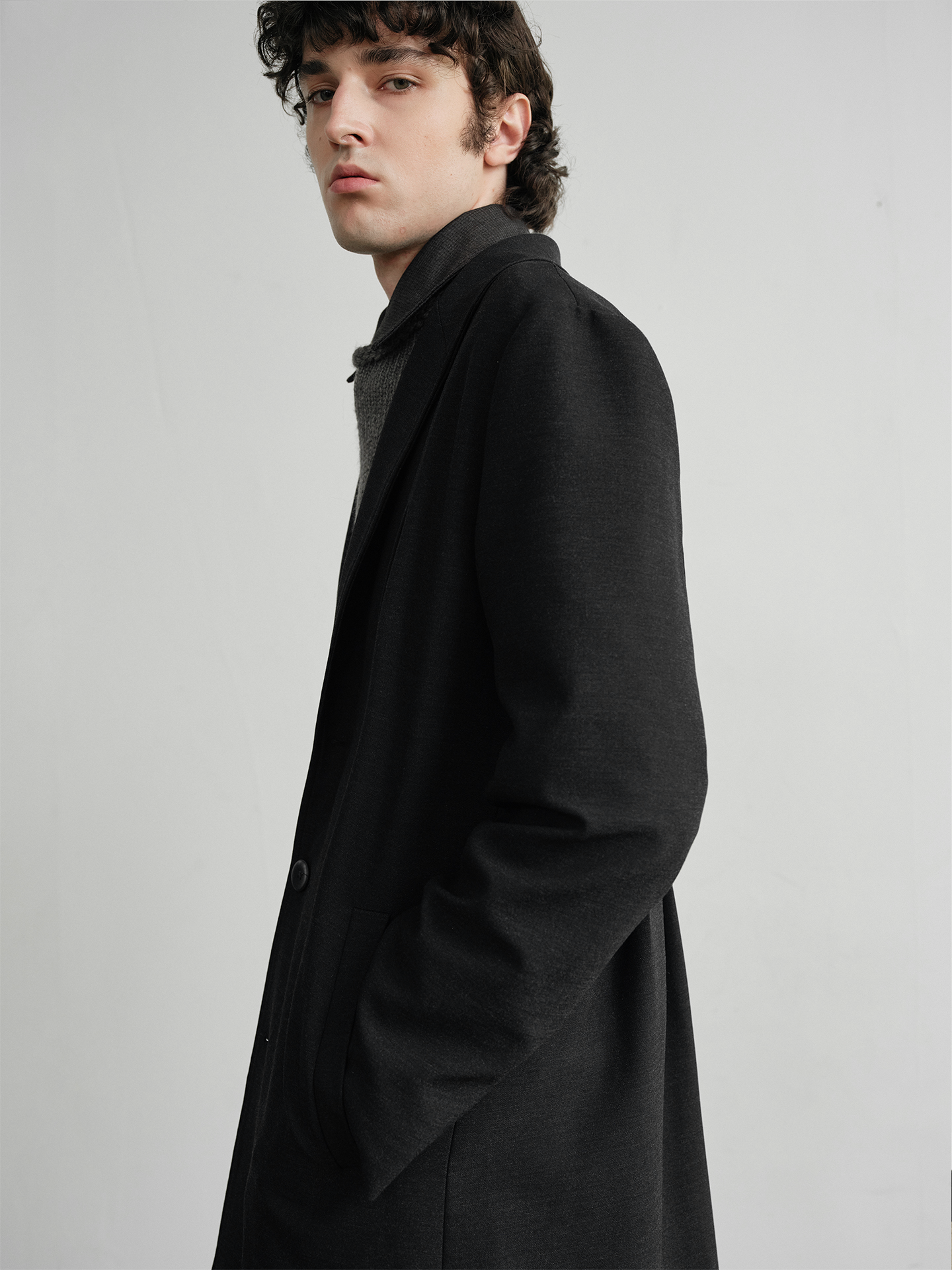 Back-Pleated Chesterfield Coat