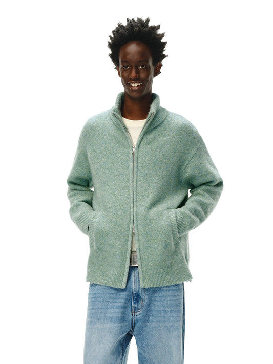 Zip-Up Alpaca Wool Cardigan