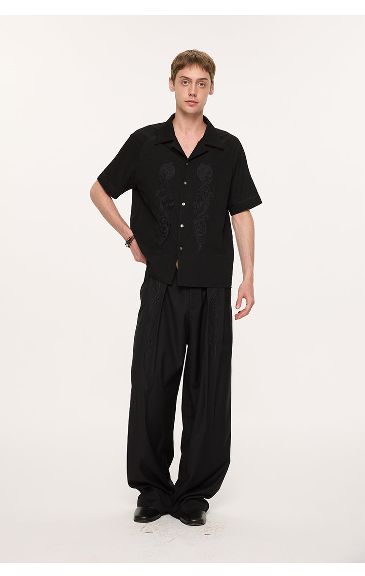 Draped straight casual pants