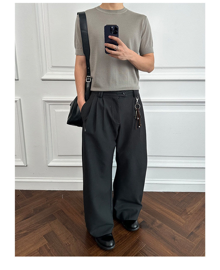 Luxurious-Feel Round-Neck Wool Shirt