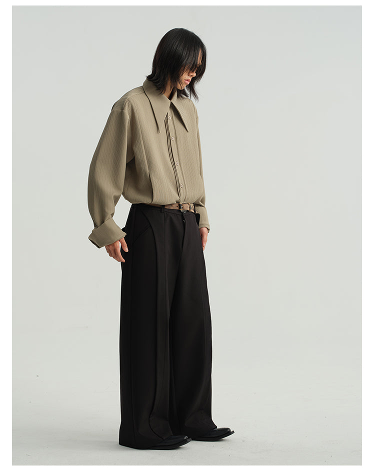 Curved Loose Straight Pants