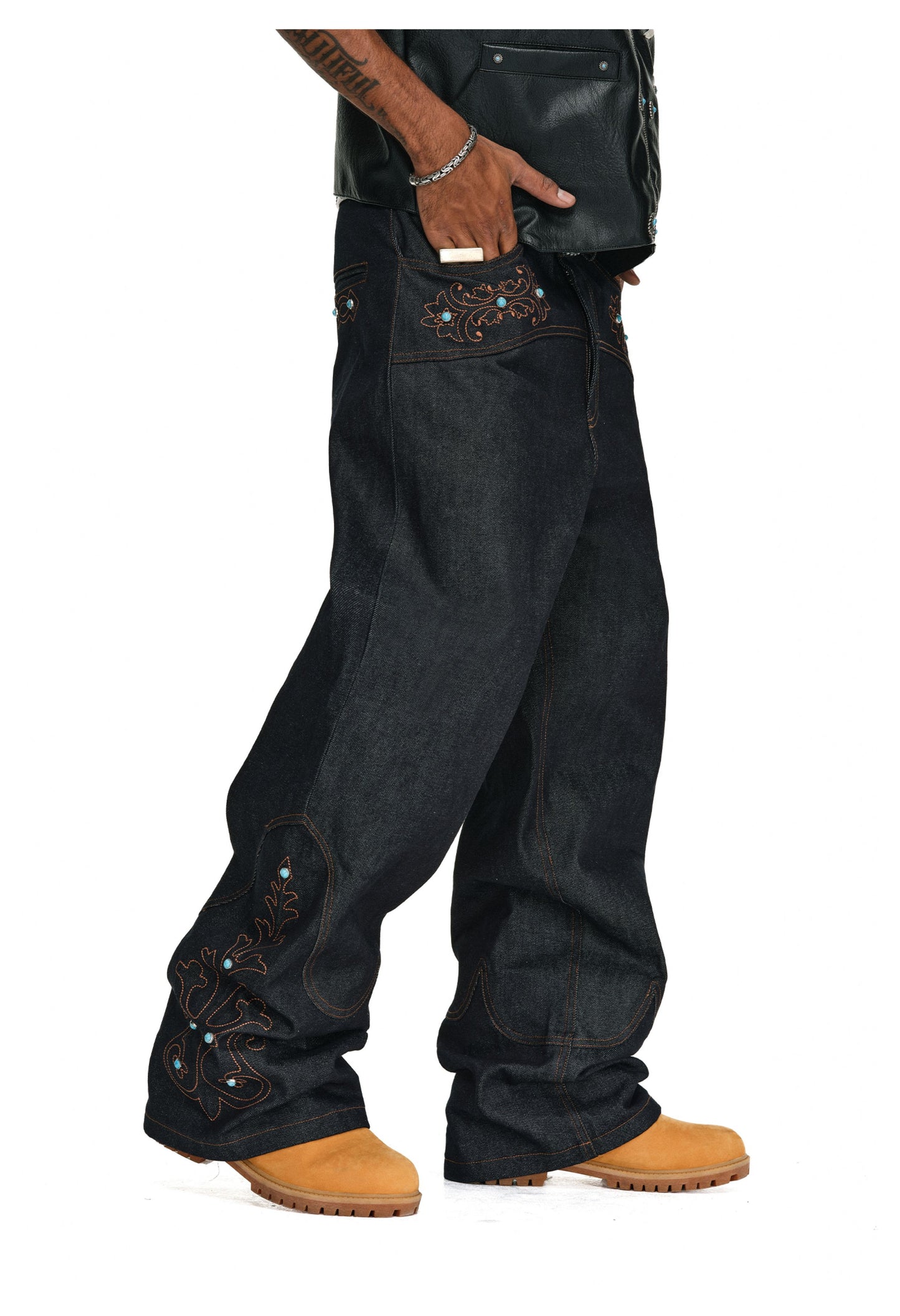 Embroidered Stone Jeans