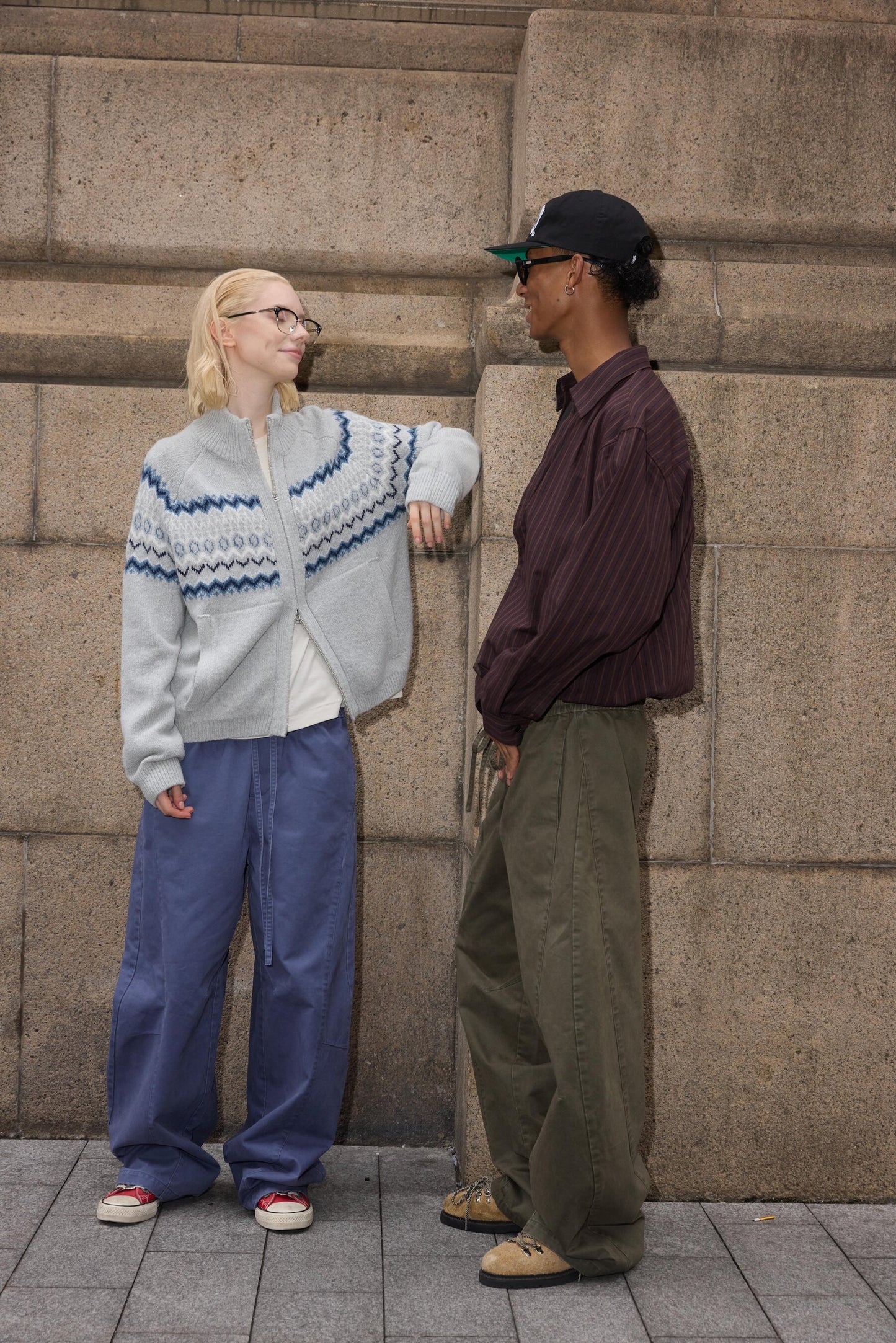 Street Style Curved-Leg Casual Pants