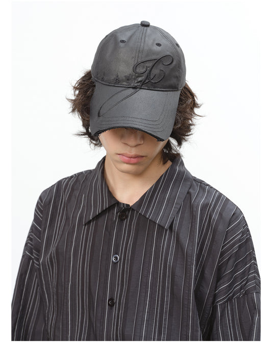 Distressed Cap with Embroidery