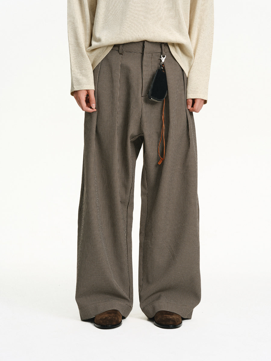 4-Pleat Wide-Leg Pants