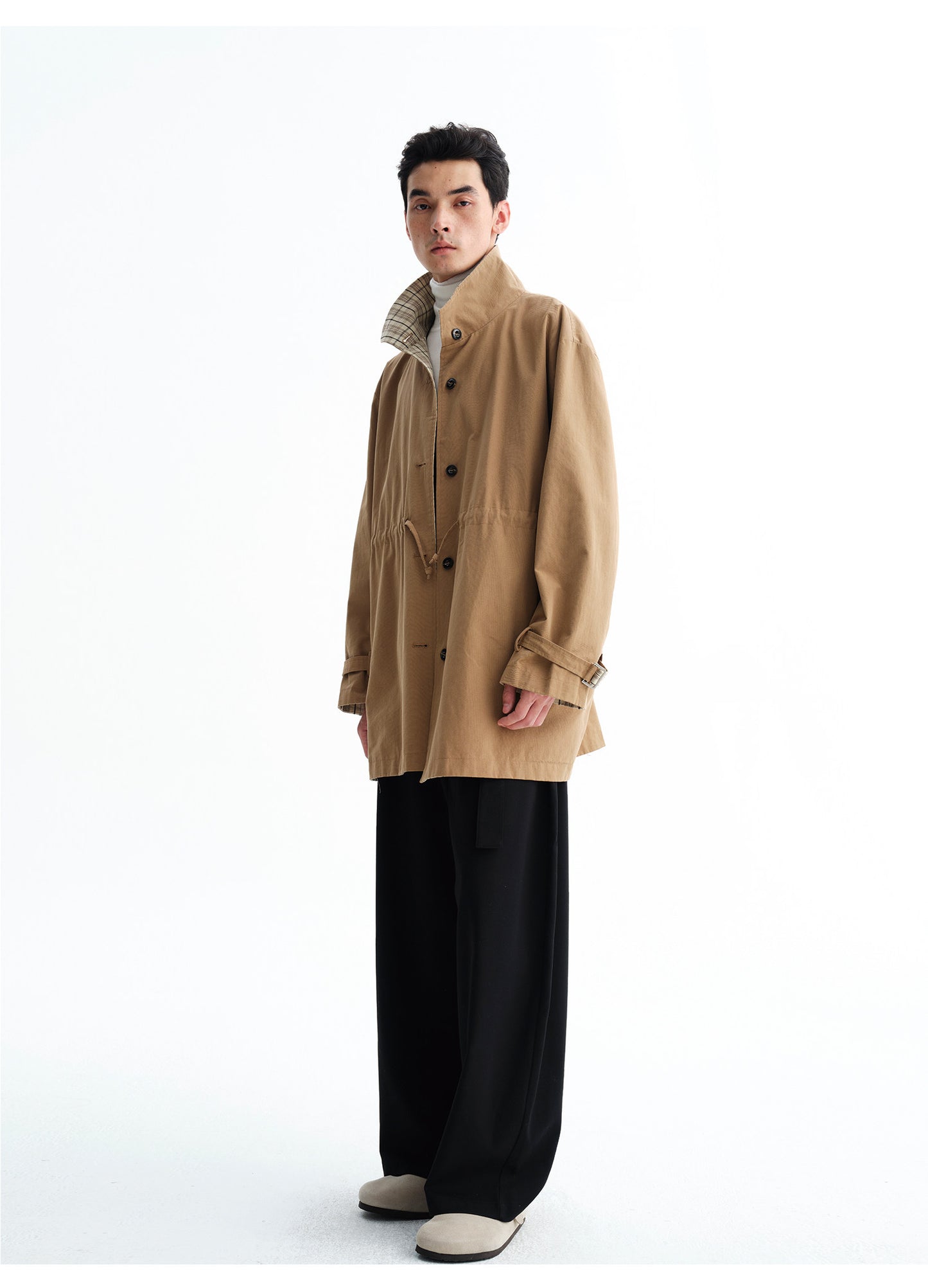 Reversible Check Pattern Coat