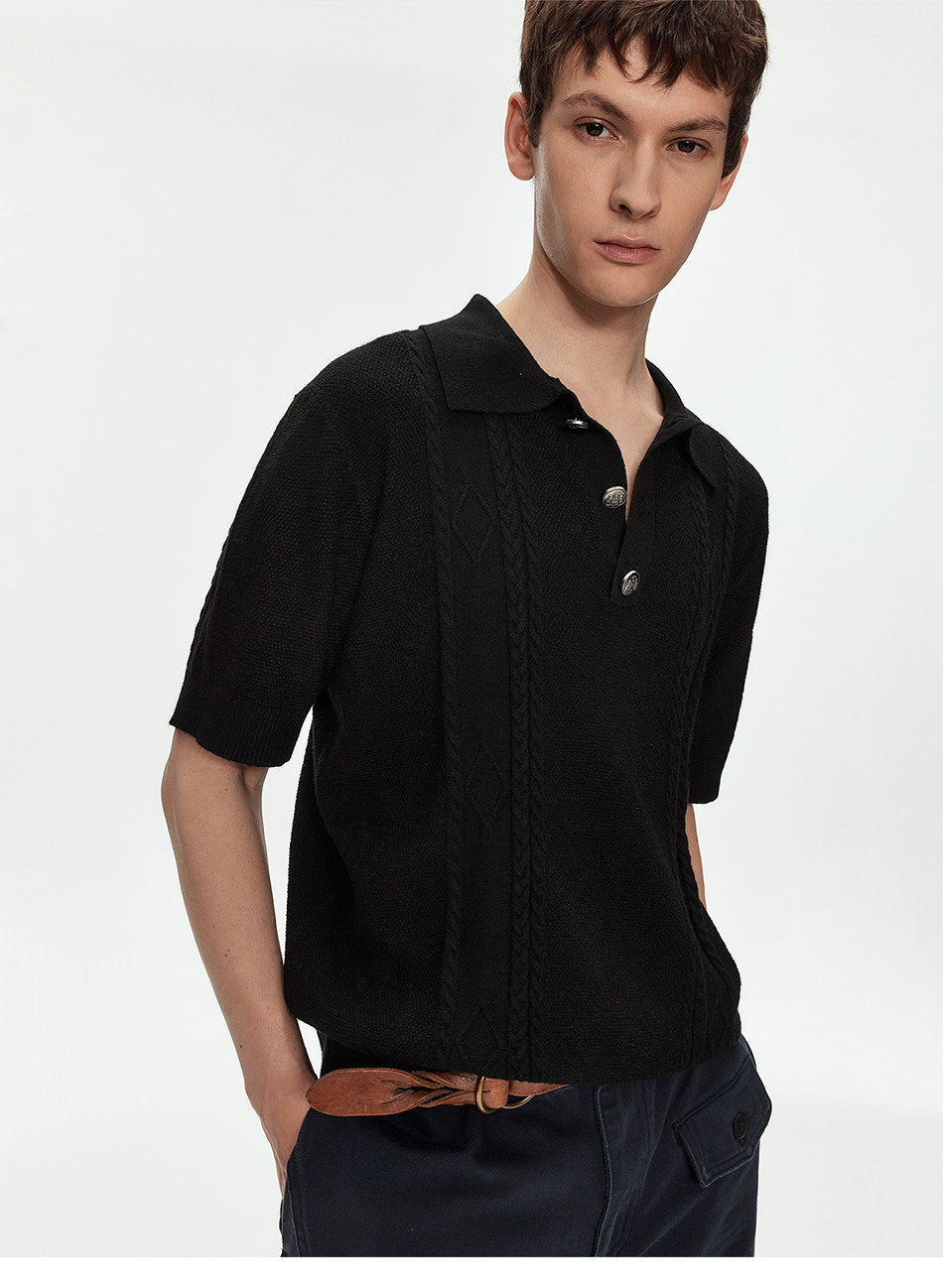 Wool-Blend Knit Polo Shirt