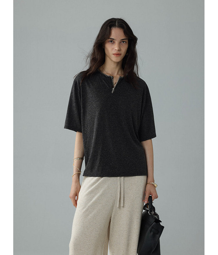 Overlock-stitched T-shirt