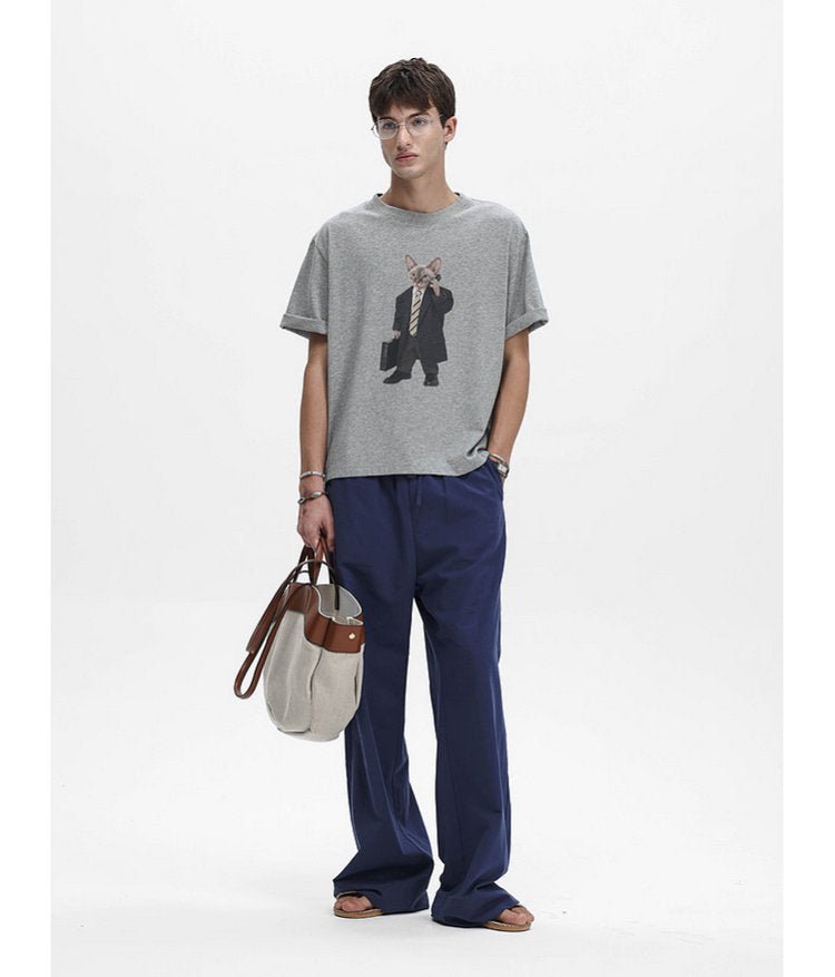 Cat-Print Soft T-Shirt