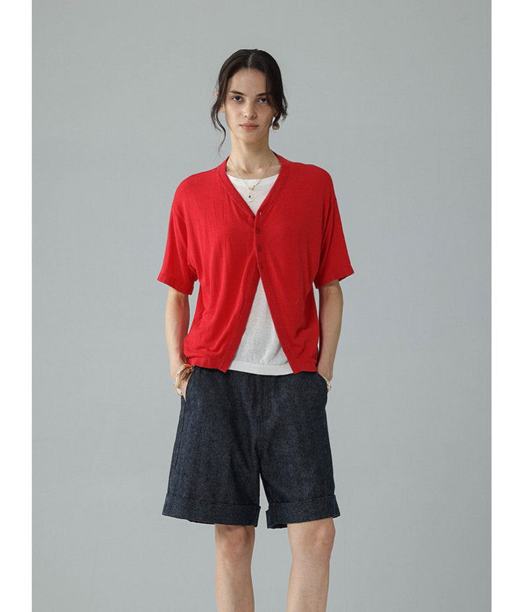 Half-front knit shirt