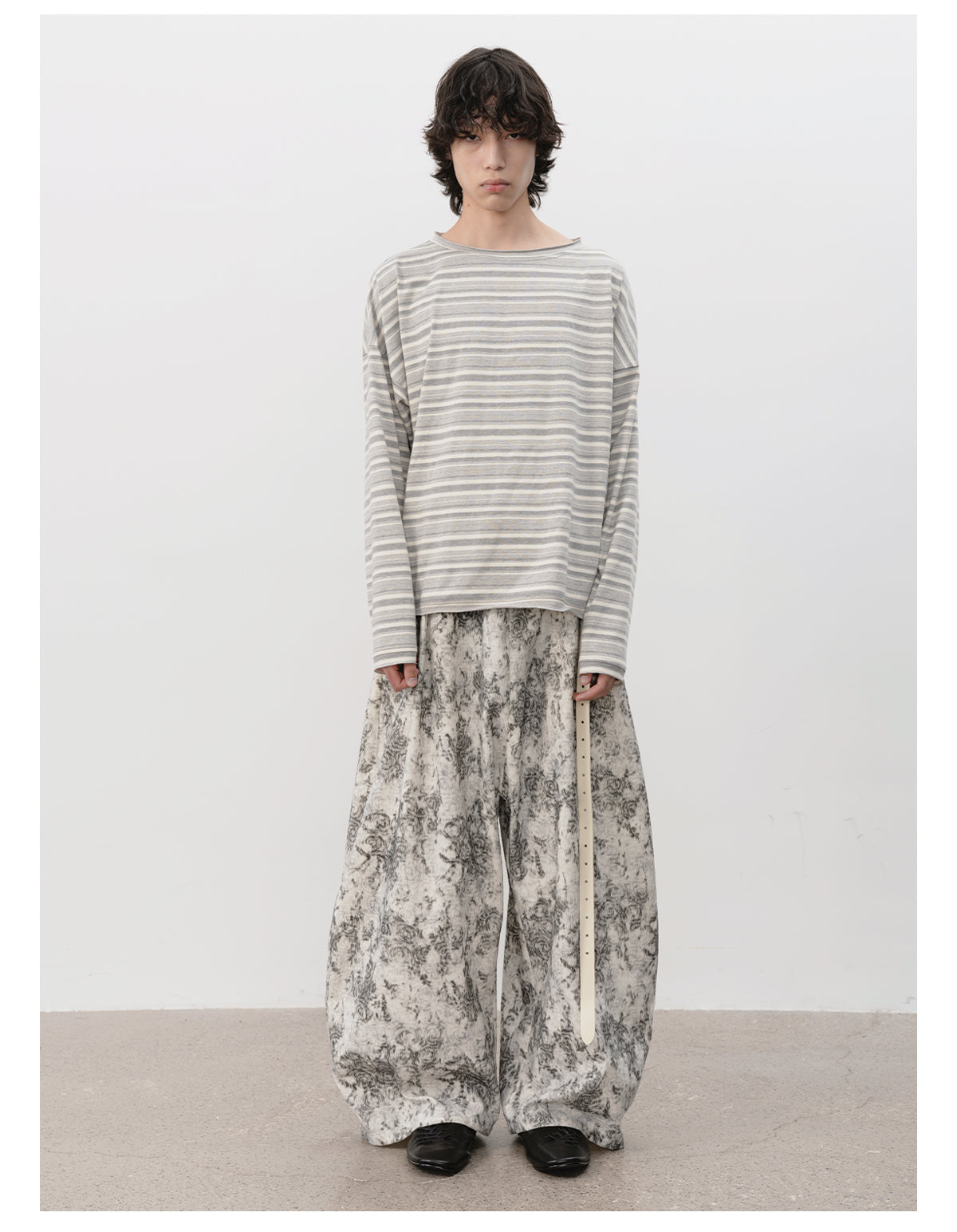 Drop shoulder striped T-shirt