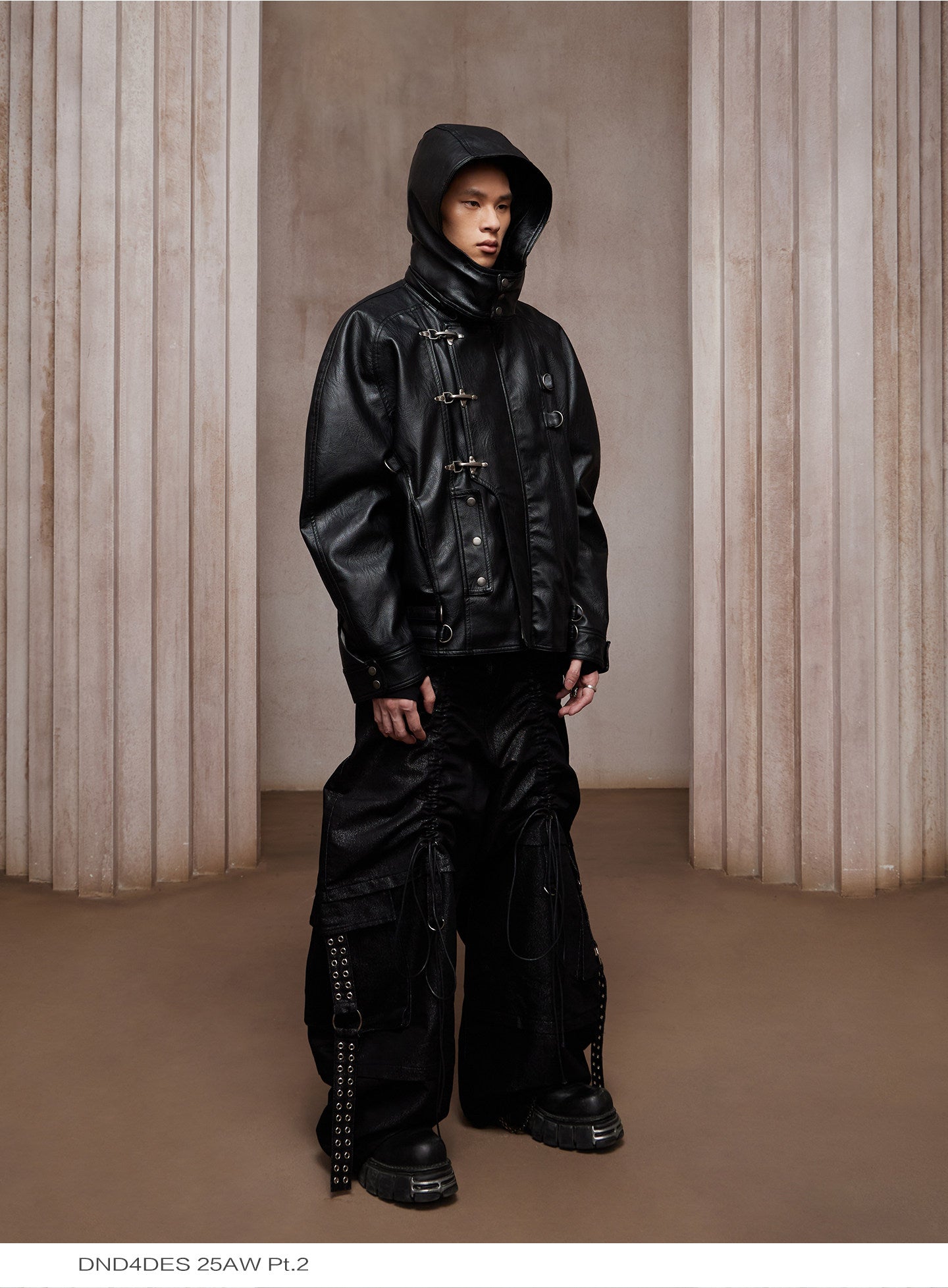 Button-down leather jacket