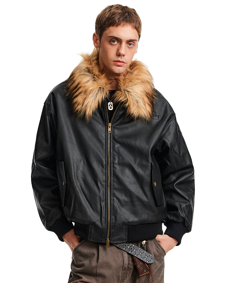 Fur Collar Leather Jacket