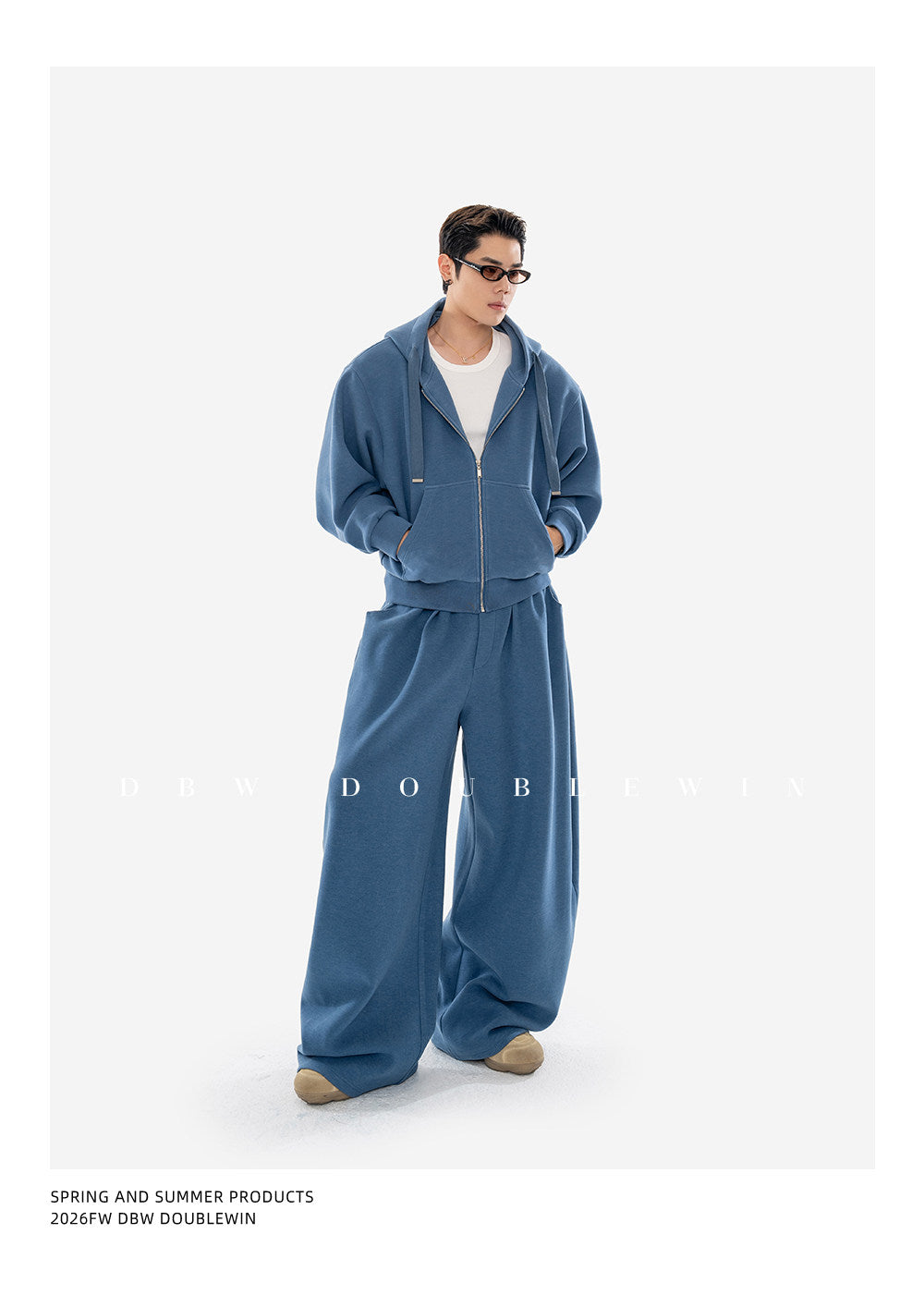Hooded Sweatshirt Set with Shoulder Pads