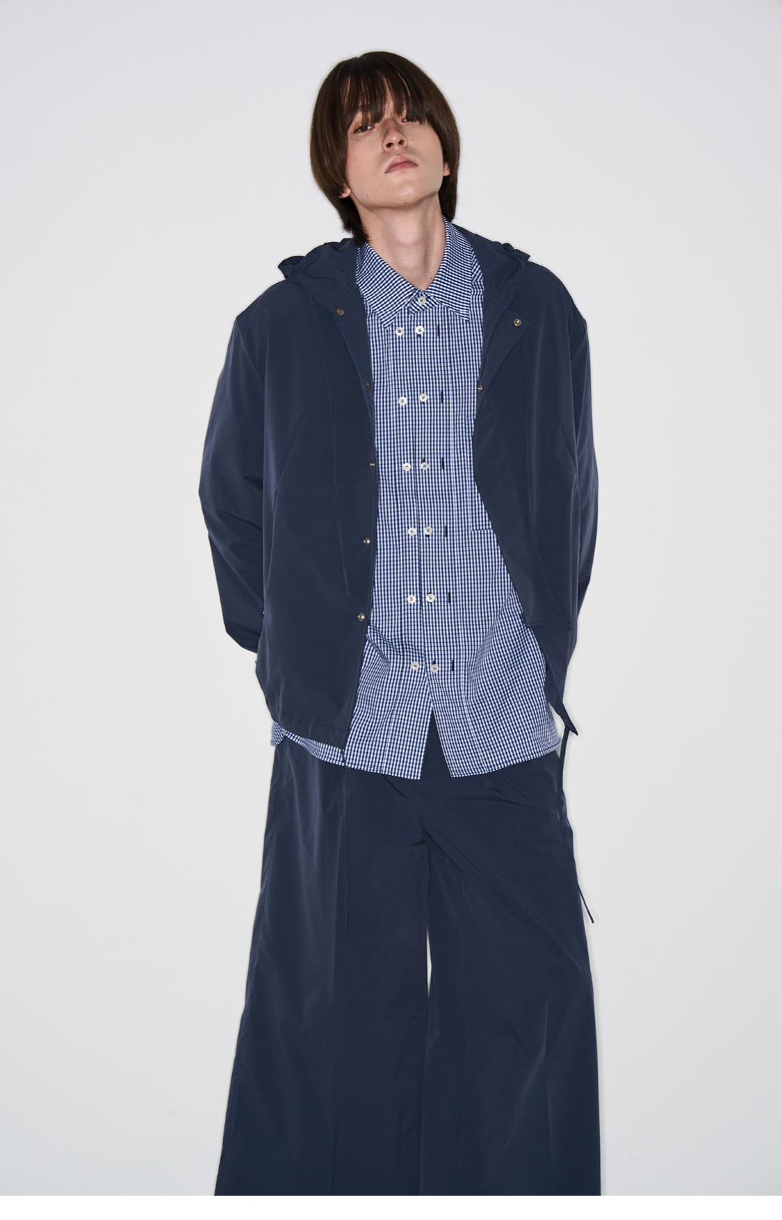 Metal Snap Button Coach Jacket with Hood