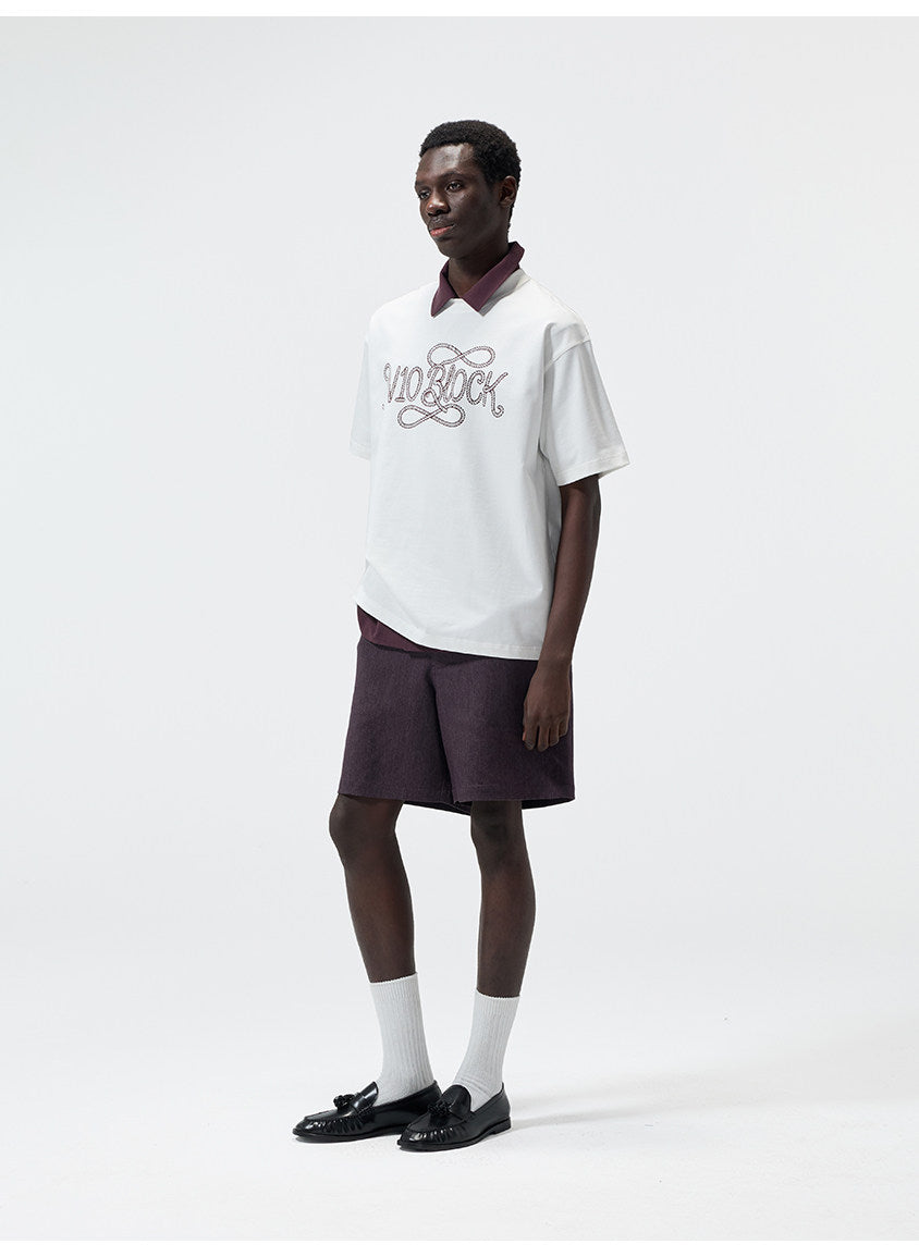 Water-Based Paste Print Crew Neck T-Shirt