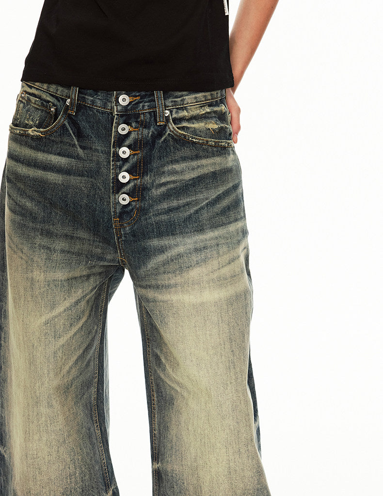 Unisex Washed Denim Pants