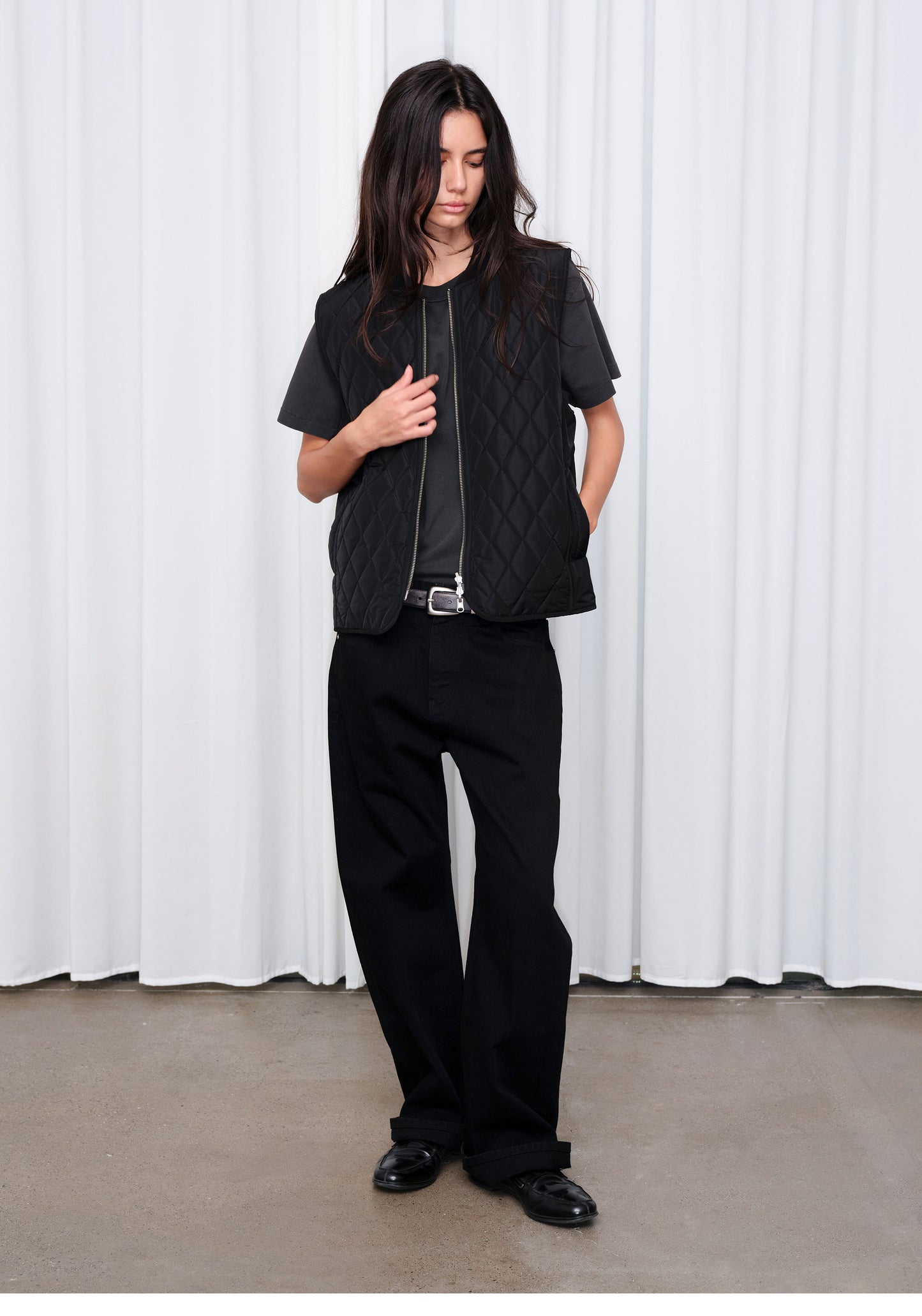Basic Light-Wash Plain Black Denim
